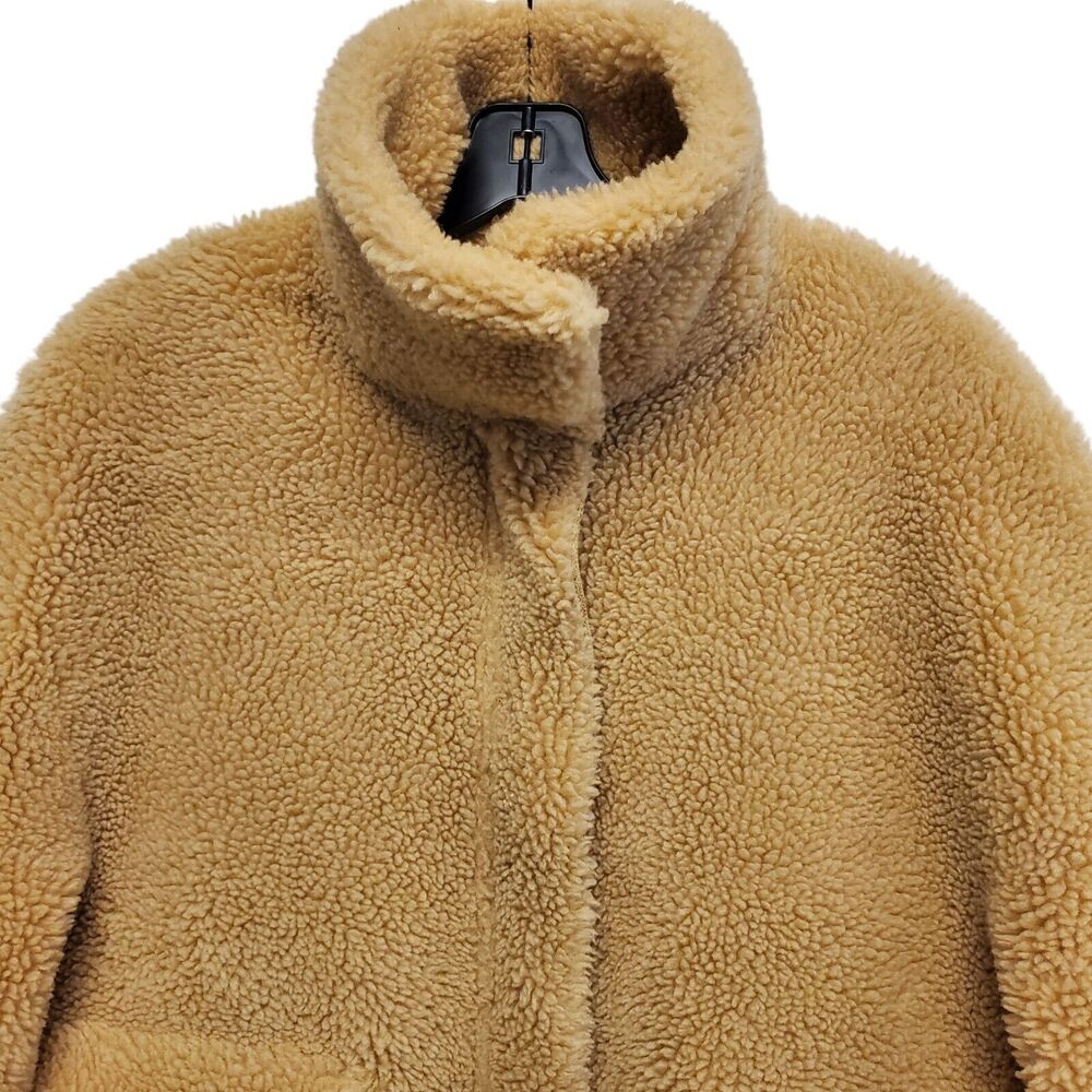 ZARA Jacket Womens XS Brown Sherpa Flap Pockets Full Zip Bomber Outdoor Boho - Picture 2 of 10